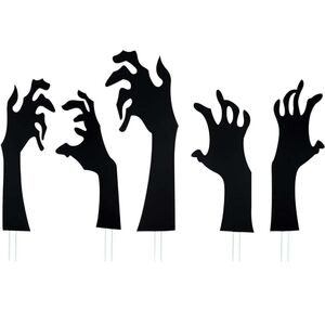 5 Pack Halloween Black Hands Yard Signs with 10 Stakes Scary Silhouette NEW